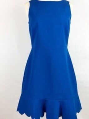 J. Crew Royal Blue A-Line Dress Scalloped Sleeveless Size 4